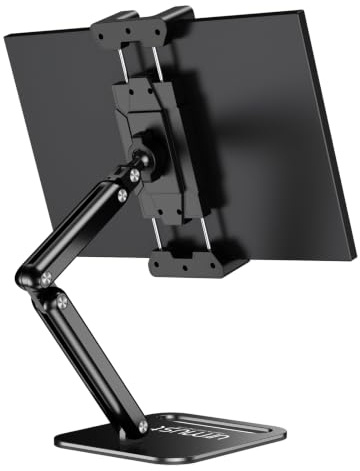 urmust Portable Monitor Stand, Heavy Aluminum Tablet Stand for Desk,M | Adjustable 360° Swivel Bracket, Foldable Desktop Holder Compatible with 4.9–18.5” Screens
