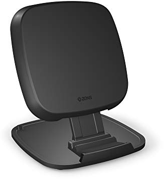 ZENS Qi-zertifiziertes kabelloses Schnelllade-Pad/Ständer 10W Schwarz, Konvertibles Design, Unterstützt Fast Wireless Charging mit bis zu 10 Watt - Funktioniert mit allen Qi-fähigen Geräten