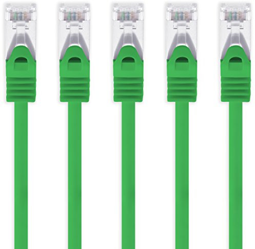 1aTTack.de 1m - vert - 5 pièces câble réseau CAT.7 câble patch Sftp (câble brut) (SET) 10000Mbit/s - 500 MHz assemblé avec 2 fiches RJ45 Cat6a