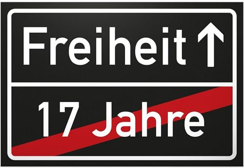 DankeDir! Freiheit Achtzehn - Schild Ortsschild schwarz Geschenk 18. Geburtstag Freund Freundin Geschenkidee Geburtstagsgeschenk Volljährigkeit Geschenk 18er Geburtstagsparty