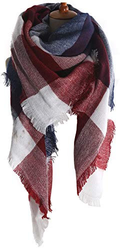 Bakicey Damen Schal XXL Warm Weich Strickschal Karo Winterschal Herbstschal Wolleschal Frauen Deckenschal Halstuch Scarf Poncho Cape, H, 3XL