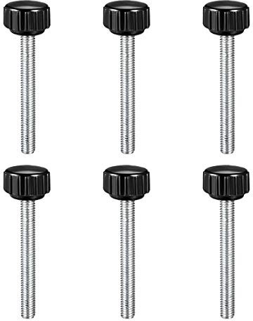 sourcing map M5 x 40 mm metrisches Außengewinde gerändelte Klemmknöpfe Griff Rändelschraube auf Typ Hand Spanngriff Schraube mit 16 mm Kunststoffknöpfen schwarz 6 Stück