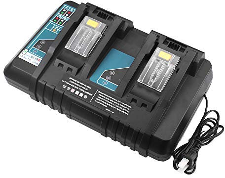 Moticett DC18RD Chargeur Double Port 7A Chargeur Rapide Remplacer pour DC18RC DC18RA DC18SF Compatible pour Makita 14,4V-18V BL1415 BL1430 BL1830B BL1840B BL1845B BL1850 BL1850B