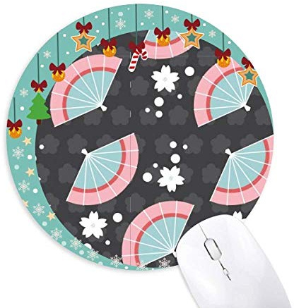 Blue Pink Fans Japan Spots Mouse Pad Jingling Bell Round Rubber Mat