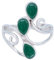 mantraroma Ring 925 Silber Damen grünen Onyx Edelstein grün ausgefallen verspielt