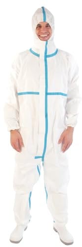 FRANZ MENSCH 1 Stück Hygostar Overalls Typ 4B+5B+6B | Microporous, Packung, weiß, XXL, Einweg Overal, Schutzkleidung, Chemikalienschutzanzug