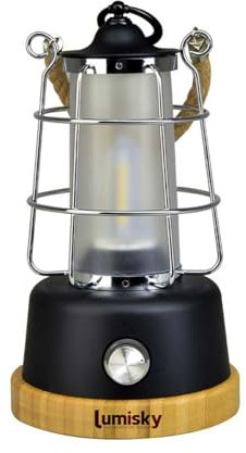Lanterne sans fil anse en corde LED blanc chaud/dimmable WILDY H23cm
