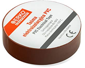 ERKO Cinta aislante 15mm x 10m marrón 10 piezas, adhesiva para instalaciones eléctricas PVC, para aislar y reparar cables eléctricos, extrafuerte, agrupar cables
