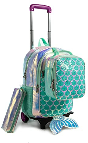 HTgroce Schulrucksack Mädchen Teenager für Studenten Reisen Schule Kinder,Rucksack mit Rollen schultaschen mit Lunchbox, Federmäppchen
