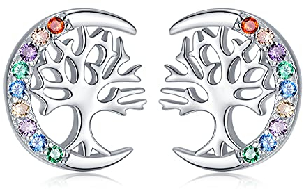 TANGPOET Baum des Lebens Ohrringe für Frauen 925 Sterling Silber Lebensbaum Ohrstecker Schmuck Valentinstag Geschenke für Ihre Mädchen Freundin Damen Mutter