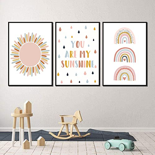 Sonnenschein Regenbogen Leinwand Wandkunst Kinderzimmer Wandkunst Drucke Boho Kinderzimmer Drucke Wandkunst You Are My Sunshine Regenbogen Wandkunst Dekor Boho Sonnenschein Kinderzimmer Dekor für Baby