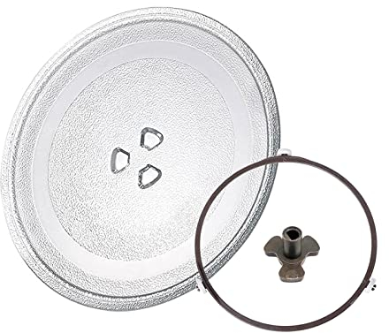LIGUOYI Universall Plato Giratorio para Microondas, Placa De Cristal Giratoria De ​microondas con Anillo Giratorio Y Soporte, 245mm 270mm 315mm Redonda Placa De Vidrio De Bandeja, Resistente Al Calor