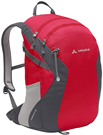 VAUDE Wanderrucksack Grimming Rot 24 l, wasserdichter Rucksack Damen & Herren, leichter Trekkingrucksack mit Rückenbelüftung, praktisches Laptopfach