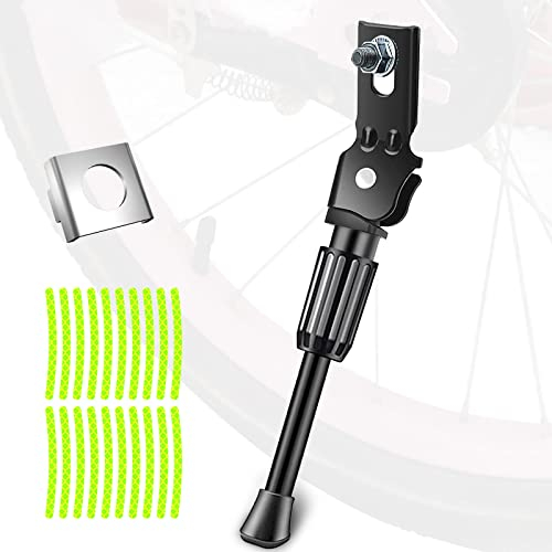ANDIMEI Fahrradständer Kinder 12~20 Zoll - Rutschfester Kinderfahrrad Ständer mit 20 Stück Reflektor Aufkleber und Montageabstandshalter, Aluminium Kinder Bike Stand für Kinder Rennrad und Klapprad
