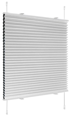 Deswell Plissee Verdunklung Klemmfix Wabenplissee B75 x H110 cm Hellgrau Thermoplissee ohne Bohren Faltrollo für Fenster & Tür, 100% Blickdicht, Sonnen-, Sicht- & Schallschutz Wärmeisolierung
