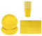 Solid Color Yellow Tableware Set Decor,20 Paper Napkins 16 Paper Cups 16 Paper Plates in Yellow,Disposable Paper Tableware Birthday Decorations for Him,Her,Men,Women,Adults Party,Kids Party