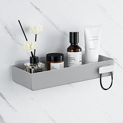 YOHOM Cesta de ducha autoadhesiva sin taladrar para la ducha, soporte de plástico para champú, bandeja de ducha autoadhesiva para la pared del baño, gris
