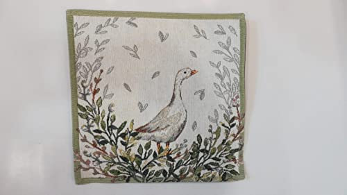 Sander Tischset Duna 32 x 32cm 70% Baumwolle Gans Ente Gras grün Sommer Frühling Ostern