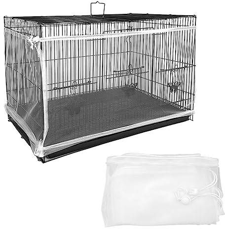 LICQIC Vogelkäfig Abdeckung, Vogelkäfig Samenfänger, Weiß | Verstellbarer Schutznetz für Vogelkäfig, Papageien Nylon Mesh, 78.7 * 15 Inch/ 200 * 37 cm