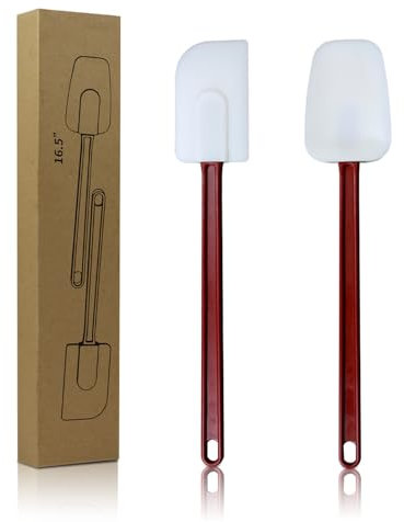 KSIFJRTO Silicone Spatulas Heat Resistant。Commercial Spatula for Cooking.Heavy Duty Rubber Spatulas.Silicone Spatula Set of 2 (16.5inch)