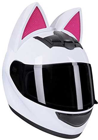 Erwachsener Katzenohren Vollhelm Offroad Motorrad Helm ECE Zertifizierung Männer Und Frauen Cool Racing Motorradhelm Mit Ohren Full Face Helm Für Alle Jahreszeiten 9,XL:60-62CM
