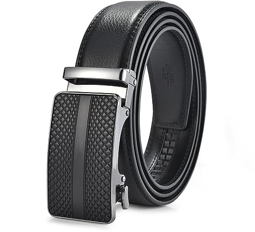 FEFLO Gürtel Herren (XL, Gürtellänge 120cm, geeignet für Taille 93cm~103cm) Ledergürtel Ratsche Automatikschließe für Männer Business Anzug Jeans, Breit 35mm, Größe Einstellbar