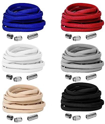 Owelth Cordones Elasticos sin Atar con Hebilla, Cordones Elasticos Niños Adultos de Poliéster, Cordones Blancos Universales sin Nudo para Converse Altas Zapatillas