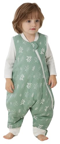 Duomiaomiao Baby Schlafsack mit Füßen 2.5 tog, winterschlafsack 100% Baumwolle Schlafsack Baby, Mädchen mit Schlafsack, Cartoon-Laub(95cm-rosa Wald)