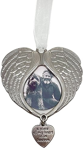 Weihnachtsschmuck Engelsflügel – New A Piece of My Heart is in Heaven Ornament für Weihnachtsbaum mit Fotorahmen – doppelseitiges Gedenkornament für den Verlust eines geliebten Menschen –