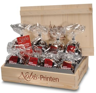 Nobis Printen - Export-Kiste 1.600g, Aachener Printen in edler Holzkiste, köstliche Printen von Nobis aus Aachen