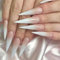 Faux Ongles Court MouyouGlow,Stiletto Nude Naturel Dégradé Blanc Glossy Press on Nails avec Colle à Ongles,Babyboomer Ombre White Fake Nails