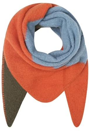 FASHION YOU WANT XXL Schal flauschig schal-tuch damen dicker dreieckstuch groß Wolle 3 FARBIG Farben kuschelig (blau/orange)