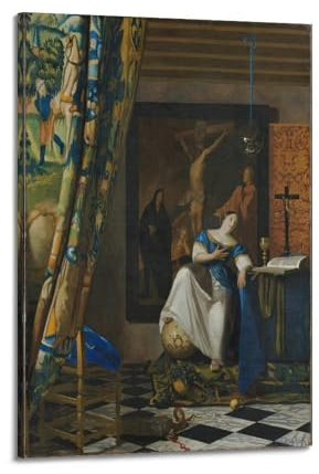 The Allegory of Faith Poster von Johannes Vermeer Wandkunst Geschenke Schlafzimmer Drucke Heimdekoration Hängendes Bild Leinwand Gemälde 30 x 45 cm