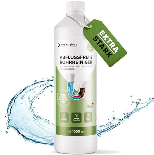 MM HYGIENE® Abflussreiniger EXTRA STARK 1000ml – Rohreiniger für Verstopfungen - löst Speisereste, Öle, Fette & Haare - beseitigt üble Gerüche - für Siphon, Waschbecken, Dusche (1er Pack, 1, stück)