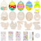 FGen 116PCS DIY Ostern Bastelset Kinder,Ostern Basteln Set Für Kinder, Osteranhänger Holz,DIY Ostern Deko,Buntes Holz-Ei-Hasen-Küken Mit Pinsel Und Diamanten, Bunt