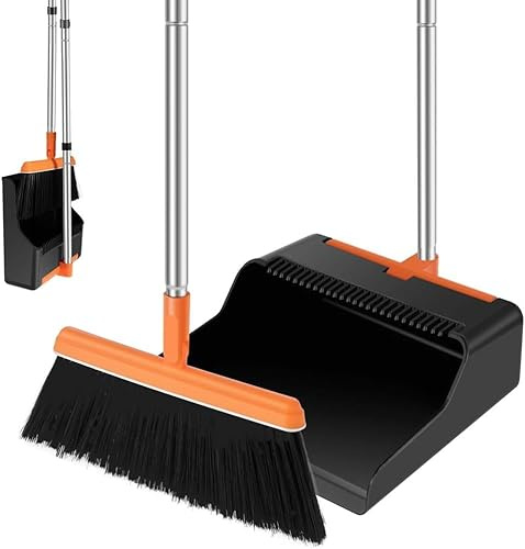 Besen und Kehrschaufel Outdoor-Besen Besen Kehrschaufel-Set Besen- und Kehrschaufel-Set mit verstellbarem langen Griff Effiziente Besen-Kehrschaufel-Kombination mit Kammzähnen Tragbares Kehrmaschine-
