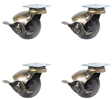 4Er-Pack Drehbare 1,5/2-Zoll-Rollen Mit Bremse, Sphärisches Lenkrollenrad Aus Metall In Antik-Bronze-Farbe Für Möbelrollen Im 4Er-Set