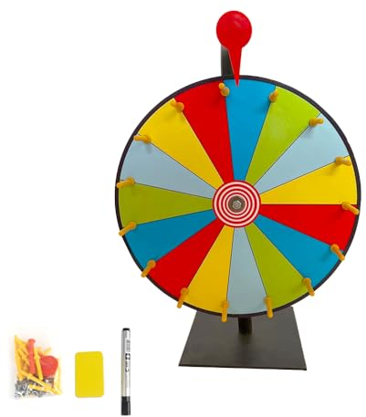 XPJBKC 12'' Glücksrad, 15 Steckplätze Glücksrad zum Drehen, Farbe φ30cm Glücksrad zum Selbstgestalten mit Trocken Abwischbarem Marker und Radiergummi, Drehrad Gluecksrad für Spiele