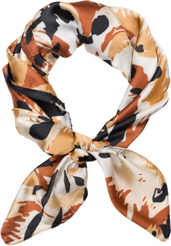styleBREAKER Damen Halstuch mit Leoparden Tropic Muster, Tuch Quadratisch, Vierecktuch Bunt, Kopftuch 01016232, Farbe:Braun-Beige