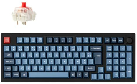 Keychron V5 Max Clavier Mécanique sans Fil Personnalisé, 2.4G Hz Bluetooth Cable Connection QMK/Via Programmable, Lumière RVB Hot-Swap Gateron Jupiter Rouge Switch pour Mac/Windows/Linux FR Layout