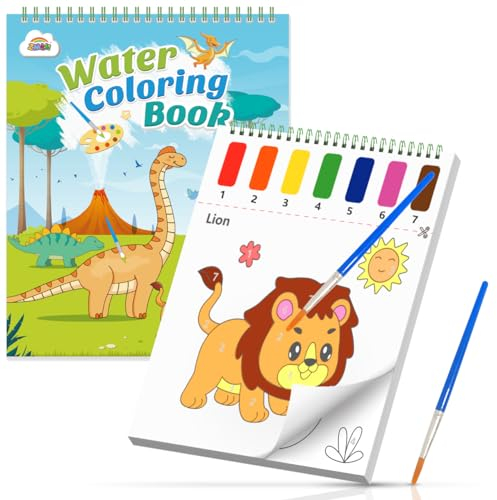 ZMLM Peinture avec Livres d'Eau pour Tout-Petits avec Pinceau, Feutres Coloriage Kits de Loisirs Créatifs, Activites Manuelles Papier de Peinture Aquarelle Enfants 3 4 5 6 7 8 Ans - Animaux