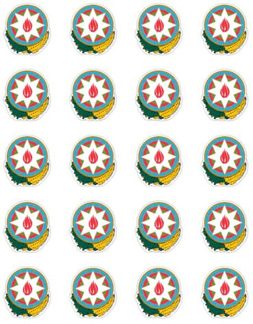 Aufkleber: 25 mm, 20 Stück - Wappen - Aserbaidschan - AZ - für Auto, Laptop und mehr