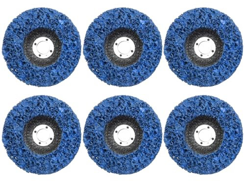 JUUDDENPARTS 6 Pack 115mm 4.5inch Strip Discs Stripping Wheel Set, Blue Poly Paint Removal Disc, Paint Stripper Abrasive Wheel for Angle Grinder Rust Oxidation Removal Surface Polish Clean Tool