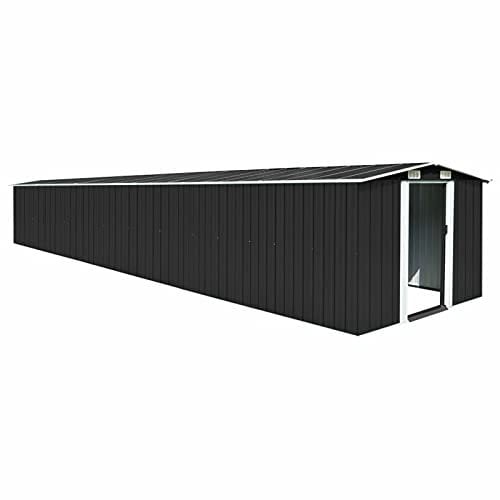 Sufrk Gerätehaus Fahrradschuppen GartengeräTehaus GartenhüTte GeräTeschuppen GeräTebox Garten Anthrazit 257x779x181 cm Verzinkter Stahl