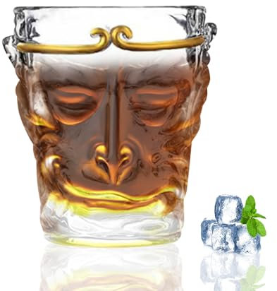 Monkey King 110ml Glass Cup - Hochwertiges Tumbler Glas, Whiskygläser, Teetasse Glas, Perfekt für Whiskey Gläser, Kaffeegläser, Latte Gläser, Einzigartiges Journey Mug Geschenk (Transparent)