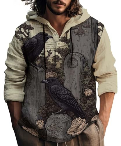 Herren 3D Druck Kapuzenpullover Langarm Hoodie mit Taschen Casual Sweatshirt Halloween Streetwear Langarm Sweatshirt mit Ghost Print Oversized Pullover Halloween KostüM Maske Halloween PartnerkostüMe