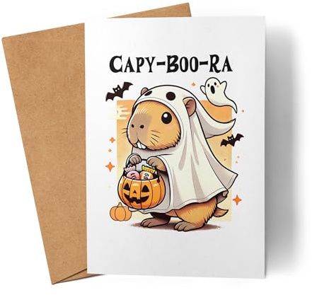 Lilavie-Design Capy-Boo-Ra Karte Halloween Capybara Wasserschwein Geist