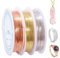 Alambre de joyería de acero inoxidable, 0,5 mm de Alambre Manualidades,Copper Wire para hacer joyas, manualidades, adornos y decoraciones florales, Plata+Oro+Rosa, 3 Pack
