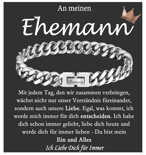 FAOMZQ Armband für Meinen Ehemann, Kubanische Armband mit Gravur Geschenk für Meinen Mann, An Meinen Ehemann Geschenke von Frau Ehefrau zum Valentinstag Jahrestag Geburtstag Weihnachten Vatertag