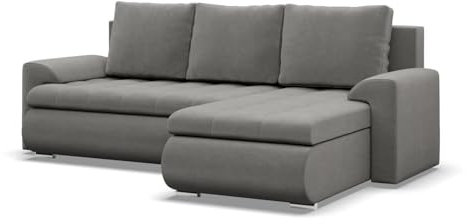 Mebligo - Ecksofa mit Schlaffunktion und 2 Bettkasten Hellgrau 230x89x159 (BxHxT) FORESTA - Rechts Eckcouch, Sofas & Couches, Couch L Form, Cauchsofa, Sofa Wohnzimmer